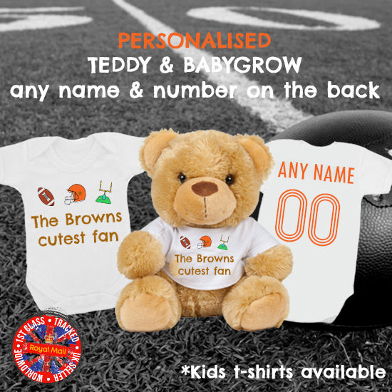 Browns Cutest Fan Personalised Matching Teddy Bear & Bodysuit