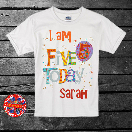 Personalised "Five Today" Birthday T-shirt