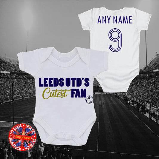 Leeds Utd's Cutest Fan Retro Personalised Bodysuit