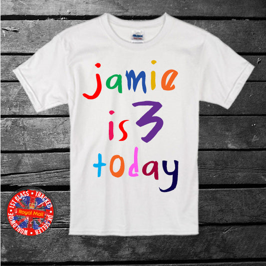 Personalised "Three Today" Birthday T-shirt