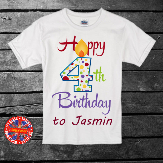 Personalised "Happy 4th Birthday"T-shirt