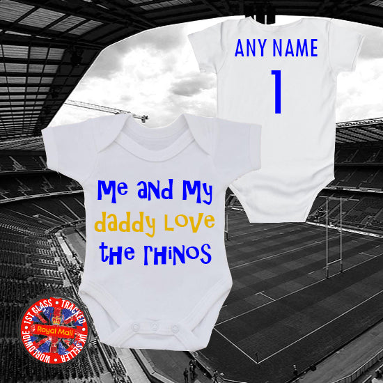 Me & My Daddy Love The Rhinos Personalised Bodysuit