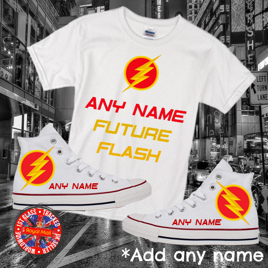 Future Flash Personalised Kids Converse All Star Hi Tops & Matching T-shirt