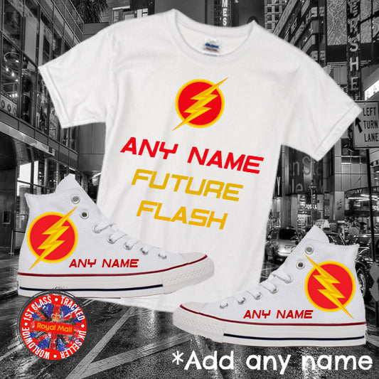 Future Flash Personalised Kids Converse All Star Hi Tops & Matching T-shirt