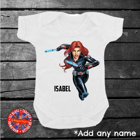 Black Widow Personalised Babygrow