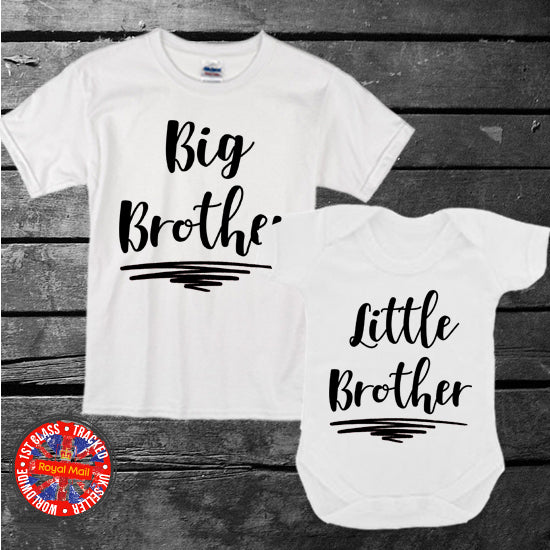 Big Brother & Little Brother Siblings Matching T-shirt Bodysuit Set