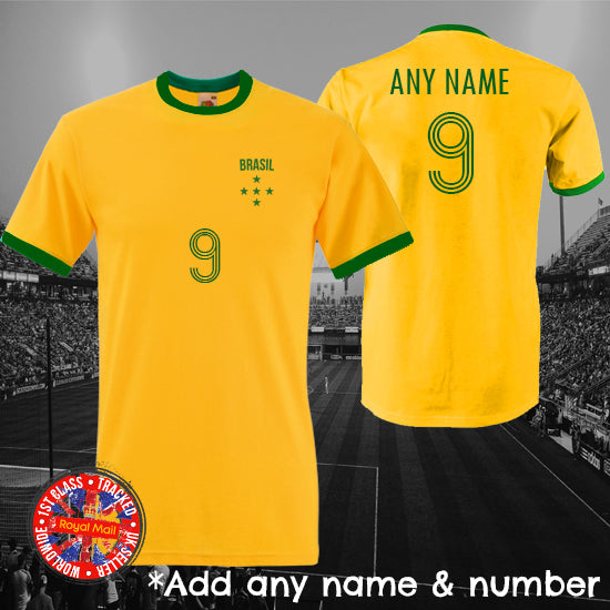 Brazil Personalised & Legends Football Ringer T-shirt