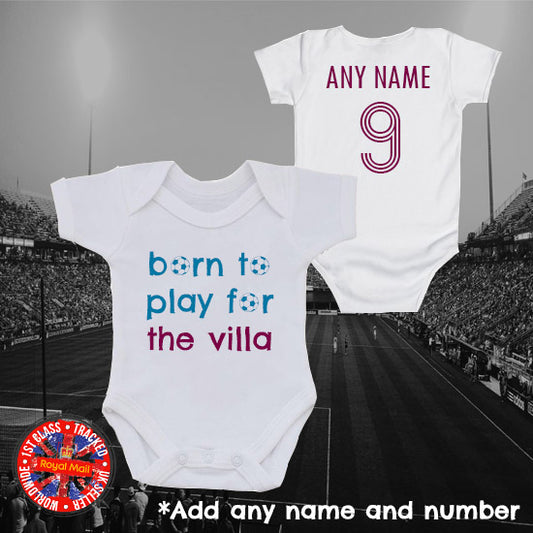 Born To Play For The Villa Personalised Bodysuit