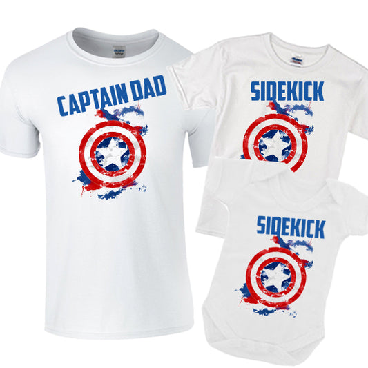 Captain Dad Mum Mom Sidekick Matching Family Set