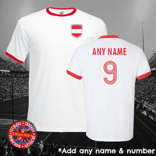 Austria Personalised Football Ringer T-shirt