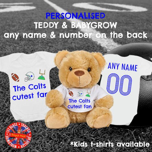 Colts Cutest Fan Personalised Matching Teddy Bear & Bodysuit