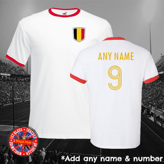 Belgium Personalised Football Ringer T-shirt