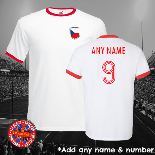 Czech Republic Personalised Football Ringer T-shirt