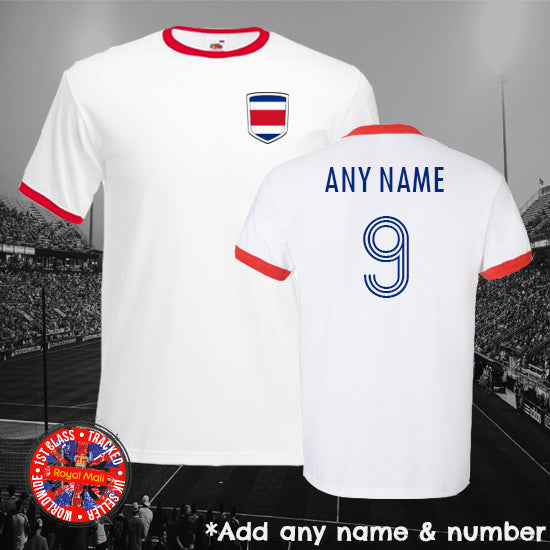 Costa Rica Personalised Football Ringer T-shirt