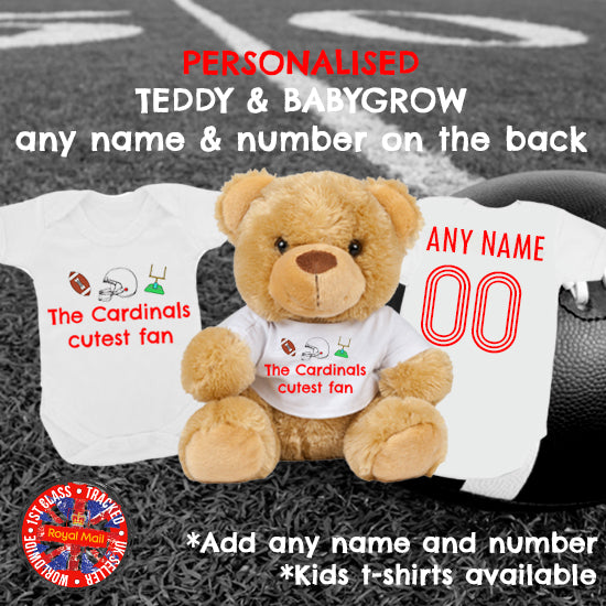 Cardinals Cutest Fan Personalised Matching Teddy Bear & Bodysuit