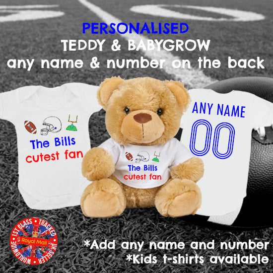 Bills Cutest Fan Personalised Matching Teddy Bear & Bodysuit