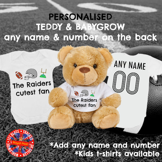 Raiders Cutest Fan Personalised Matching Teddy Bear & Bodysuit