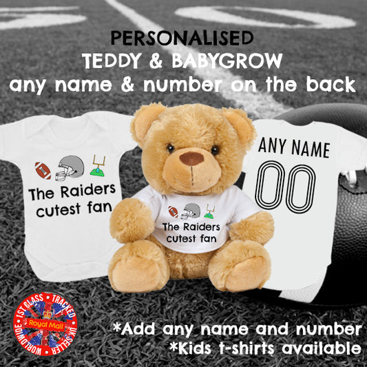 Raiders Cutest Fan Personalised Matching Teddy Bear & Bodysuit