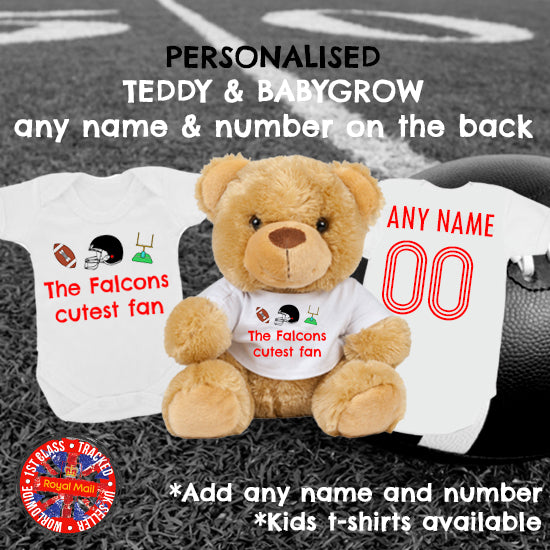 Falcons Cutest Fan Personalised Matching Teddy Bear & Bodysuit