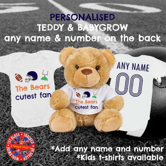 Bears Cutest Fan Personalised Matching Teddy Bear & Bodysuit