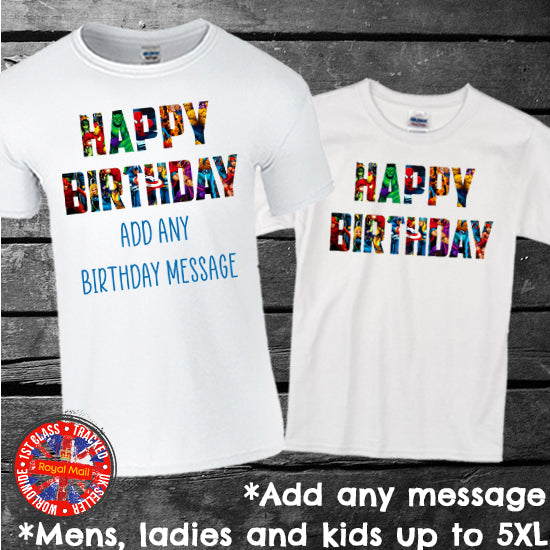 Superhero Collage Happy Birthday Personalised T-shirt