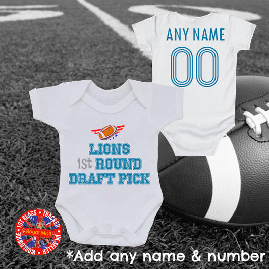 1st Round Lions Draft Pick Personalised Bodysuit