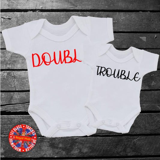 Double Trouble Matching Babygrow Set