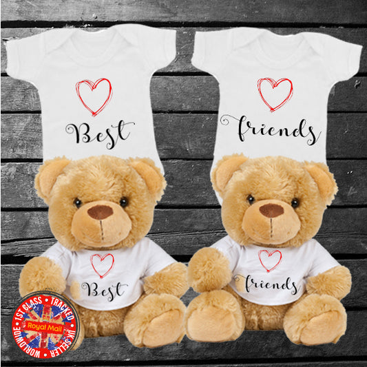 Best Friends Matching Babygrow & Teddy Bear Set