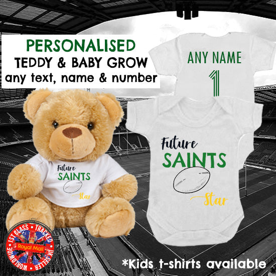 Saints "Future Star" Personalised Matching Teddy Bear & Bodysuit