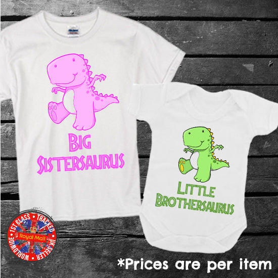 Brother & Sister Siblings Dinosaur Matching Set