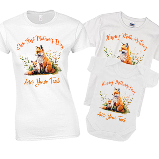 Fox & Cub Our First Mother's Day - Happy Mother's Day Matching T-shirt Set