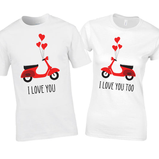 Couples Moped Love Matching T-shirts