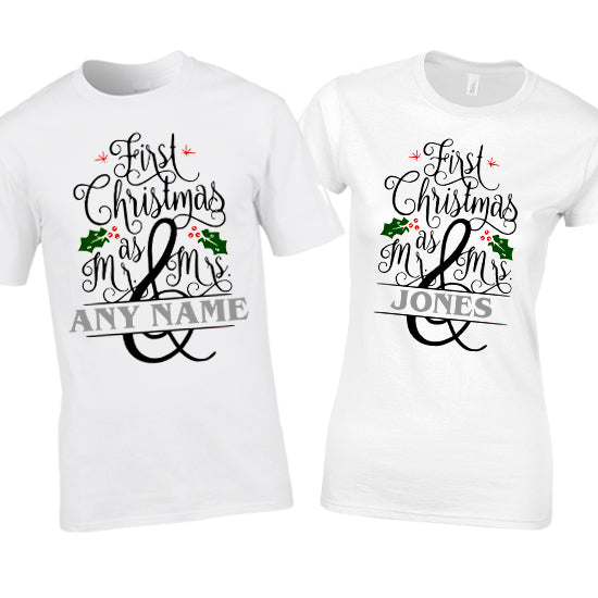 First Christmas Mr & Mrs Personalised T-shirt