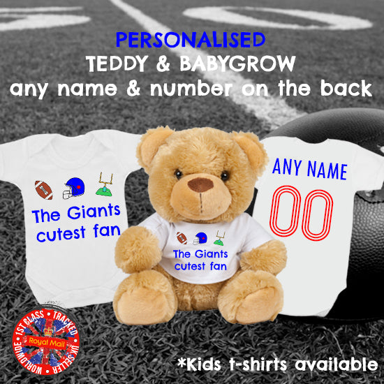 Giants Cutest Fan Personalised Matching Teddy Bear & Bodysuit