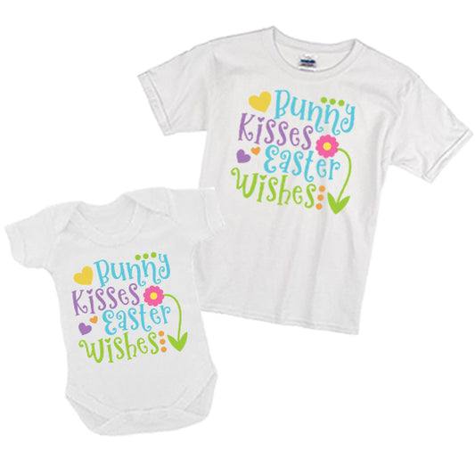 Bunny Kisses Easter Wishes T-shirt Bodysuit