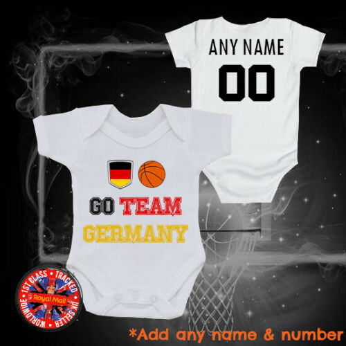 Germany Basketball Personalised Babygrow