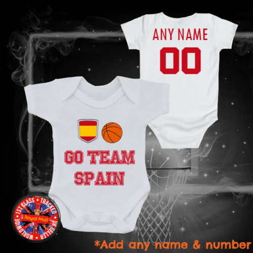 Spain Basketball Personalised Babygrow