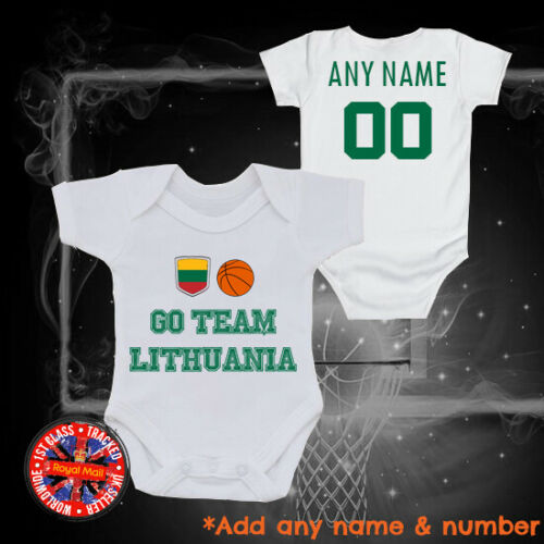 Lithuania Basketball Personalised Babygrow