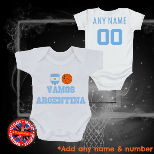 Argentina Basketball Personalised Babygrow