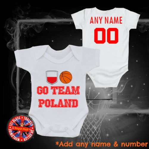 Poland Polska Basketball Personalised Babygrow