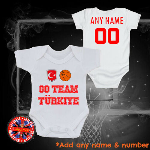 Turkey Türkiye Basketball Personalised Babygrow