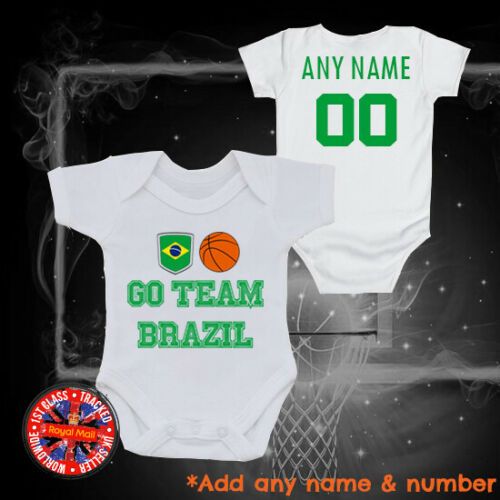 Brazil Brasil Basketball Personalised Babygrow