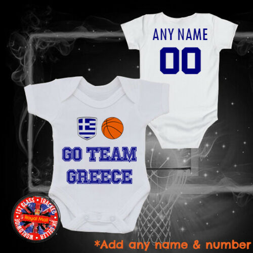 Greece Hellas Basketball Personalised Babygrow