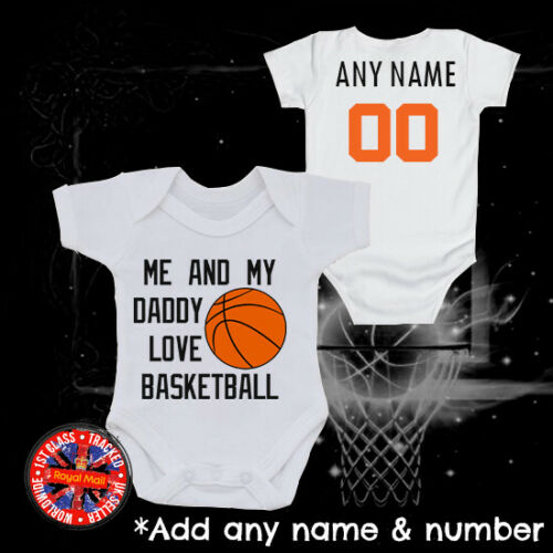 Me and My Daddy Love Basketball Personalised Babygrow