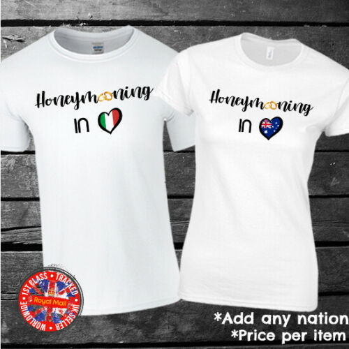 "Honeymooning In ..." Personalised Matching T-shirts