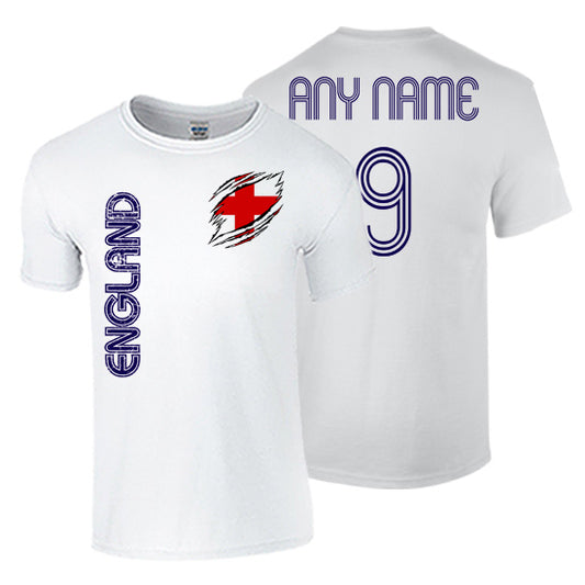 England Football Ripped Badge Personalsied T-shirt