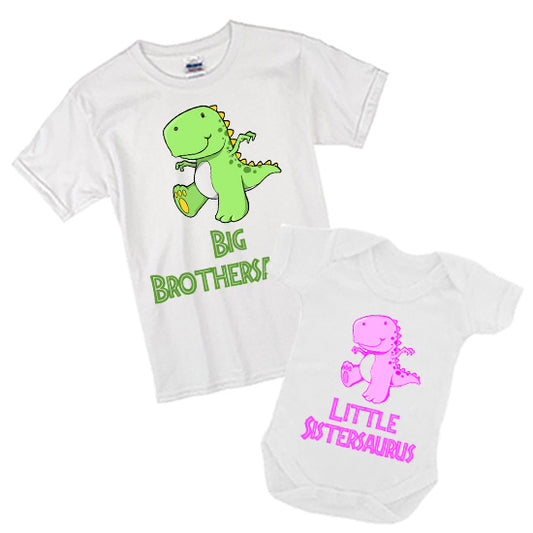 Brother & Sister Siblings Dinosaur Matching Set